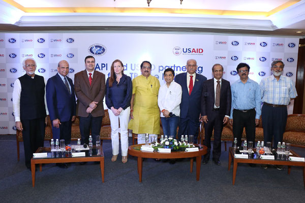 Speaker Panel at the press conference for the announcement of AAPI and USAID association for TB - Free India